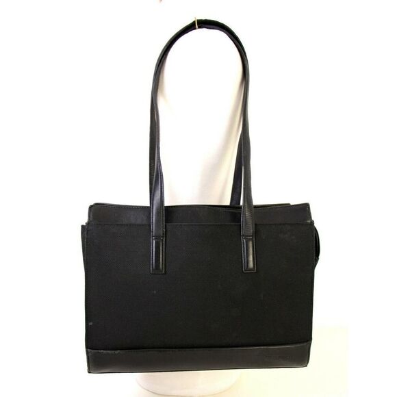 VINTAGE TUMI BLACK GENUINE LEATHER BUSINESS TOTE SHOULDER BAG LAWYER HANDBAG